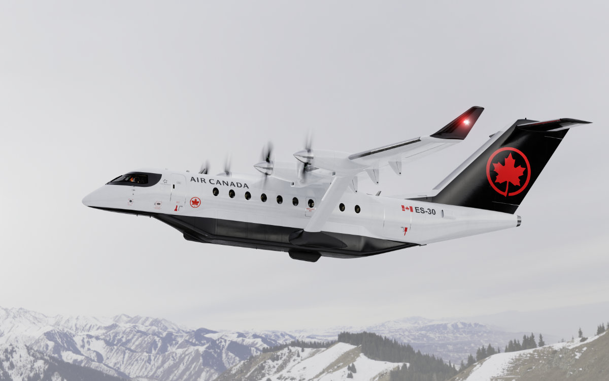 The future of hybrid electric aircraft showing Air Canada flight, photo credit Heart Aerospace.