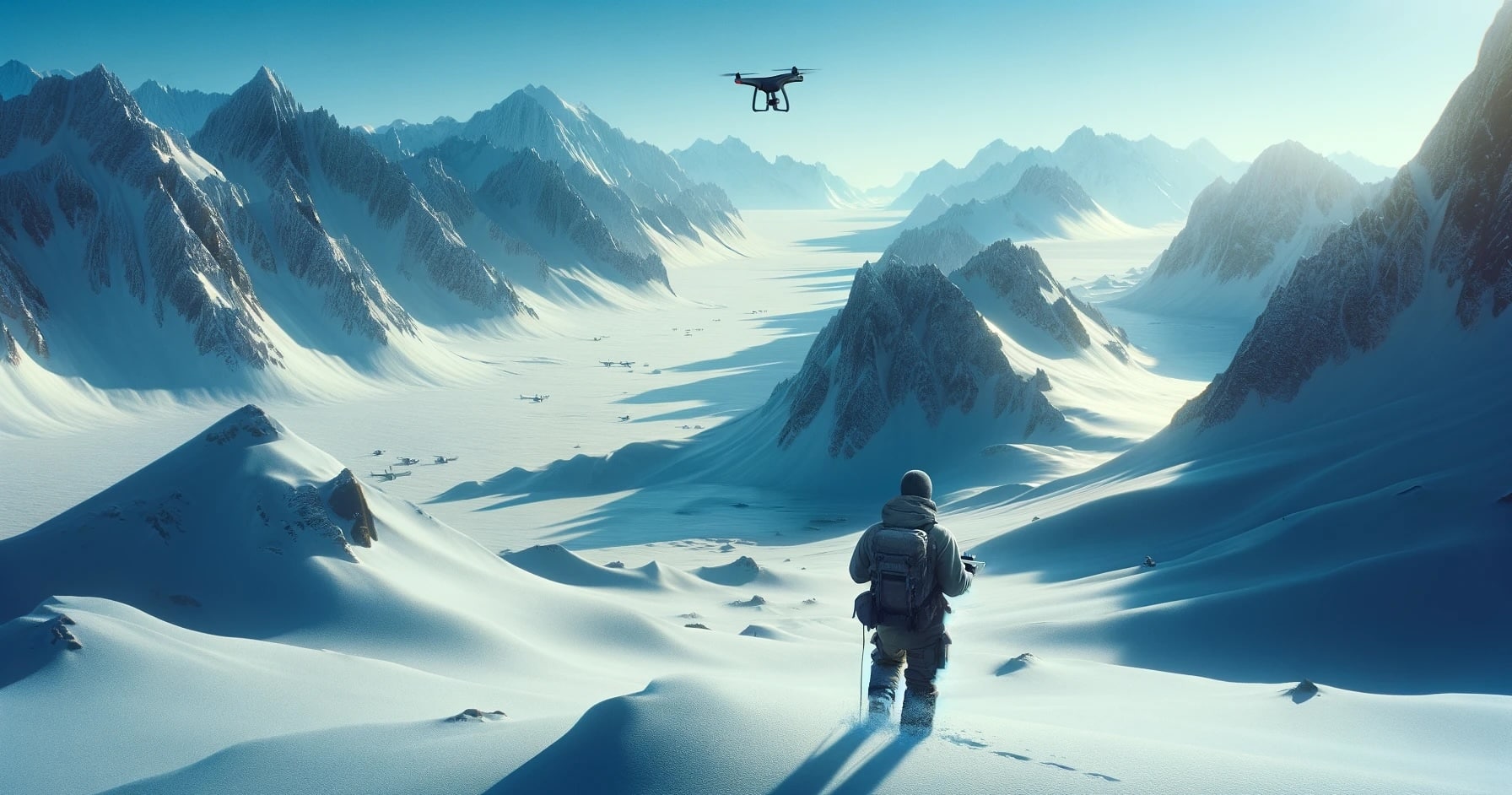 Temperature plays a major role in battery performance, charging, shelf life and voltage control. Image showing a drone operator in the arctic.